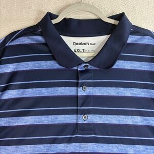 Reebok Performance Golf Polo Shirt Men 4XLT Blue Striped Stretch Tall Summer